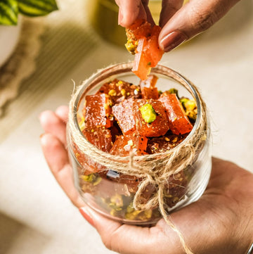 Saffron Infused Aampapad with Pistachio