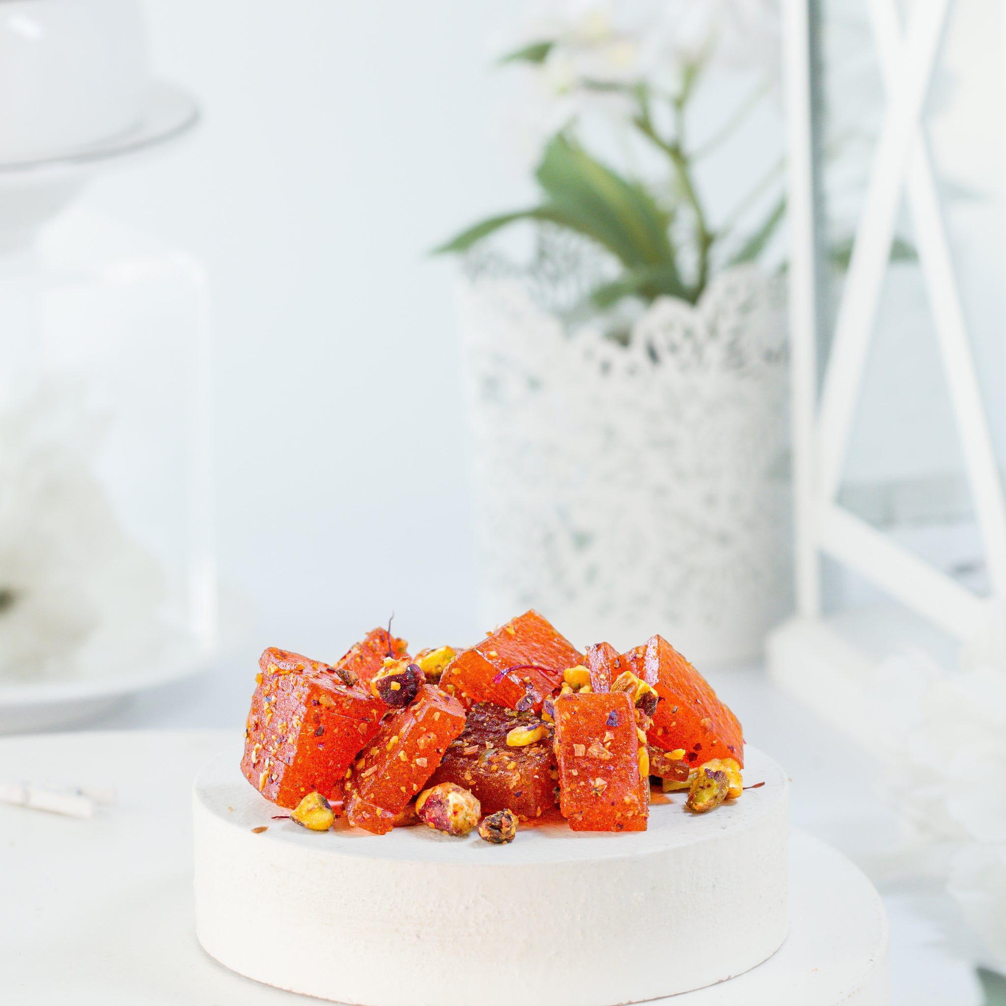 Saffron Infused Aampapad With Pistachio